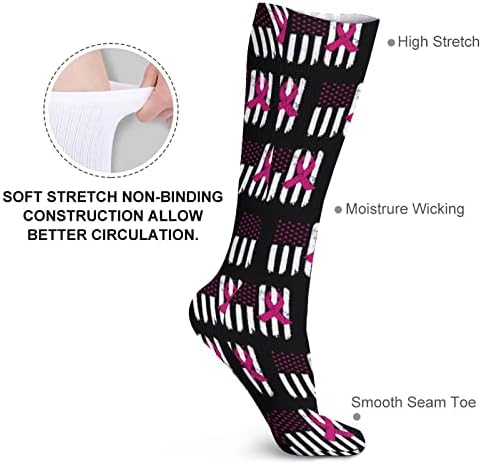 Svjesnost vrpca Rak dojke Sportske čarape tople cijevi čarape Visoke čarape za žene muškarce koji trče casual Party