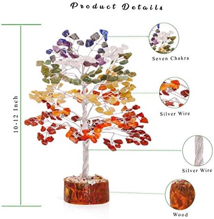 Drvo života - dekor pozitivne energije - Drvo od dragulja od sedam čakra - ogrlica za privjesak - Sunstone Crystal - Ogrlica za dragulje