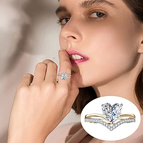 Žene obećavaju vjenčani vjenčani prsten u obliku srca za žene zaručnički prsten zaručnički prsten slaganje nakita darovi anksiozni