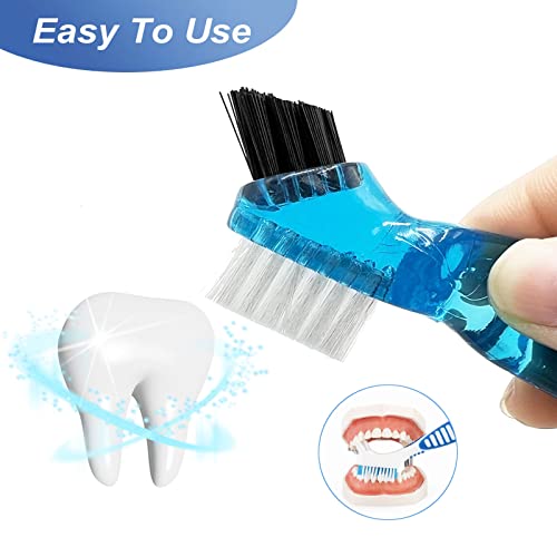 4-dijelni set mini četkica za čišćenje proteza s višeslojnim čekinjama, prijenosna dvostrana četka za čišćenje lažnih zuba, 4 boje