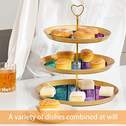 Set stalka za torte, 3-slojni stalci za kolače, slastica za višekratnu upotrebu za ukrašavanje vjenčanja, rođendana, čajanke, retro