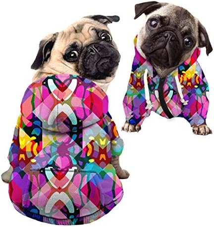 Howilath Pup Dog Hoodie, stilski pop sažetak ružičasta šarena ulična odjeća majice za kućne ljubimce pamučna poliesterska dukserica