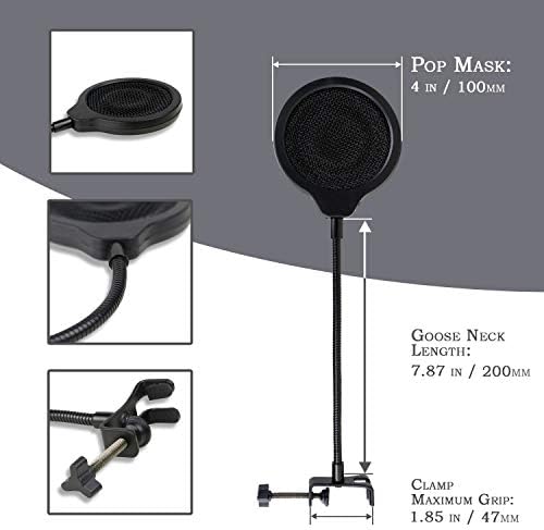 2-inčni-4-inčni 3-slojni metalni vjetrobran s fleksibilnom kopčom za masku za mikrofon od 360 inča kompatibilnom s mikrofonom od 97