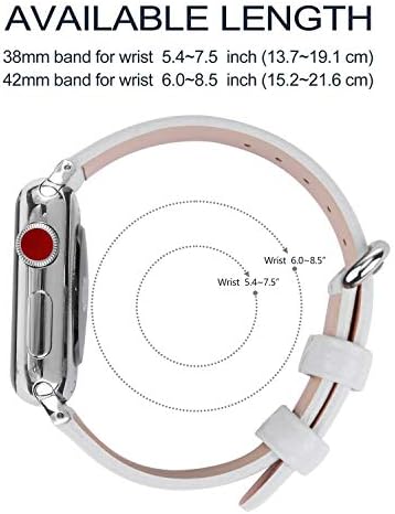 Kompatibilno s Apple Watch - 42 mm / 44 mm / 45 mm kožna narukvica narukvica s kopčom od nehrđajućeg čelika i adapterima - crvene bijele