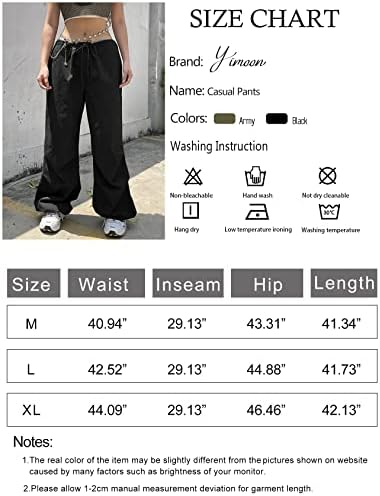 Yimoon žene teretne hlače labave vrećaste padobranske hlače casual y2k široke noge jogger hlače s džepovima