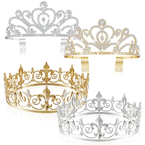 4 kom maturalne krune kralja i kraljice za muškarce i žene barokna Kraljičina kruna, kristalna traka za glavu, kraljevske metalne krune,