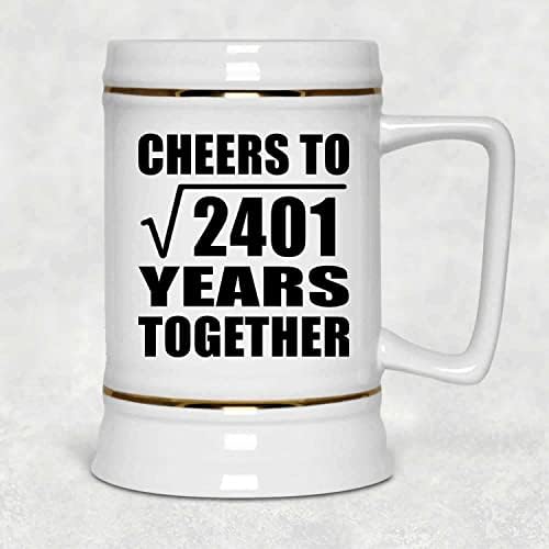 Designsify 49. godišnjica navija na kvadratni korijen od 2401 godina zajedno, pivo 22oz Stein Ceramic Tankard šalica s ručicom za zamrzivač,