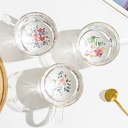 Amabeasb naočale s visokim kuglicama šalica kava borosilikatna staklena cvjetna uzorka čaj za doručak s ručicom kuće prozirne naočale