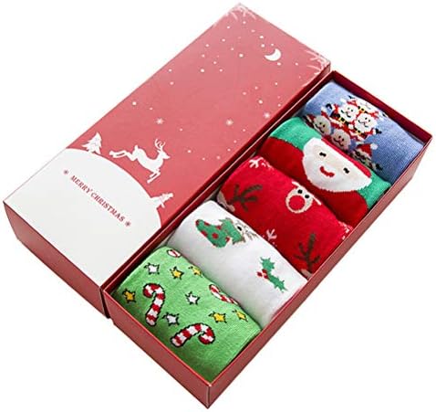 5 pari šarenih božićnih pamučnih čarapa s uzorkom božićnog pamuka do sredine teleta Božićni pribor