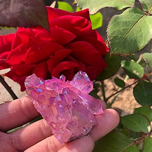 WGPHD Zdravlje i kućanstvo rijetka lijepa ruža plamen Halo Quartz Crystal Cluster uzorak izliječen