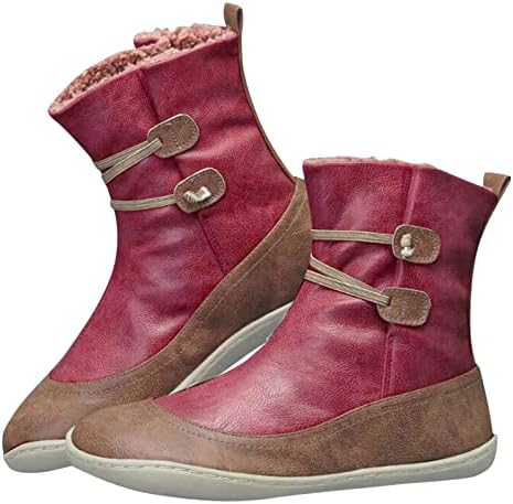 Čizme za žene čizme za gležnjeve miješane boje čipkajte klizanje na okruglim prstima klinaste čizme Antiskidne snježne čizme kaučare