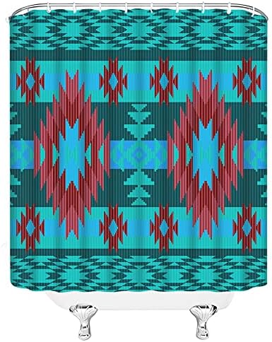 Aztec zavjesa za tuširanje jugozapadna vintage Indijanca Navajo Sažetak Aztec zapadna retro plemenska geometrijska boho šarena tkanina