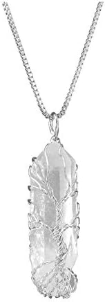 Pesona bistra kvarcna ogrlica reiki zacjeljivanje kristala stablo života žica omota kvarca kristala točka kamena privjesak ogrlica