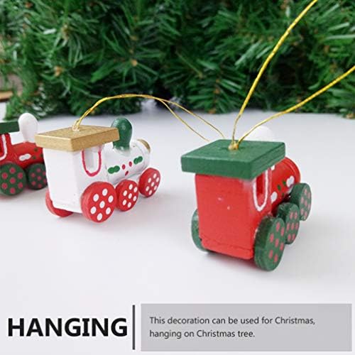 Vorcool Toys za vozila 6pcs drveni mini vlak ukrasi božićni dječji poklon igračke slikati zanat viseći privjesak za božićnu zabavu