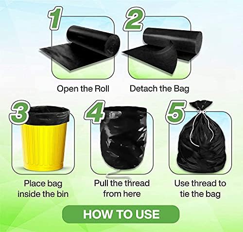 Efinito - biorazgradive vreće za smeće Veličina 48 cm x 56 cm 4 Rolls 120 vrećica vrećica za prašinu/vrećicu za smeće - crna boja