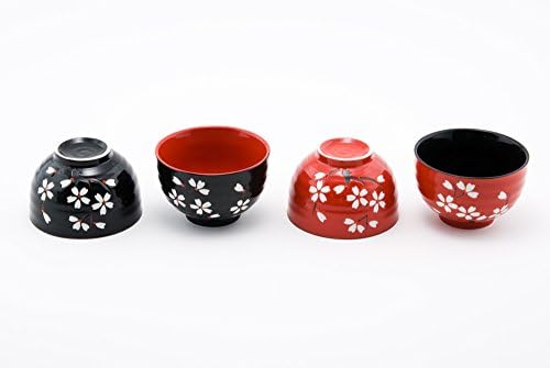 Hinomaru kolekcija japanska tradicionalna keramička zdjela s rižom od 4 crvene i crne cvjetove trešnje sakura dekorativni poklon paket