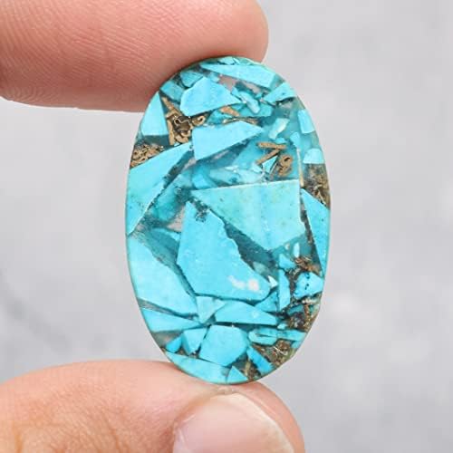Real-Gems 22,5 Ct. Labavi prirodni bakreni tirkizni sjajni ovalni rez dragulj, za nakit za izradu nakita, zamotavanje žice, umjetničke