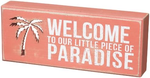 Natpis kutije s plažom- Dobrodošli u naš mali komad raja, ružičasta, bijela,